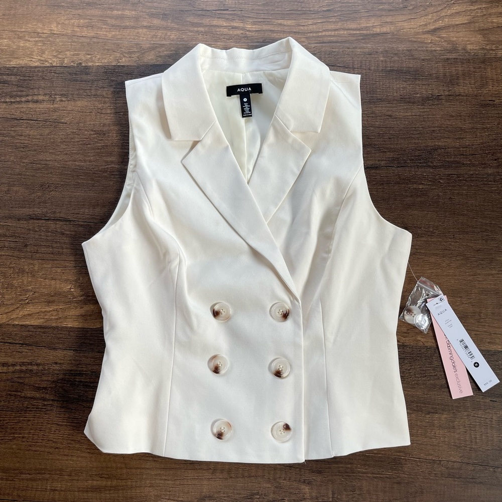 Cream blazer vest